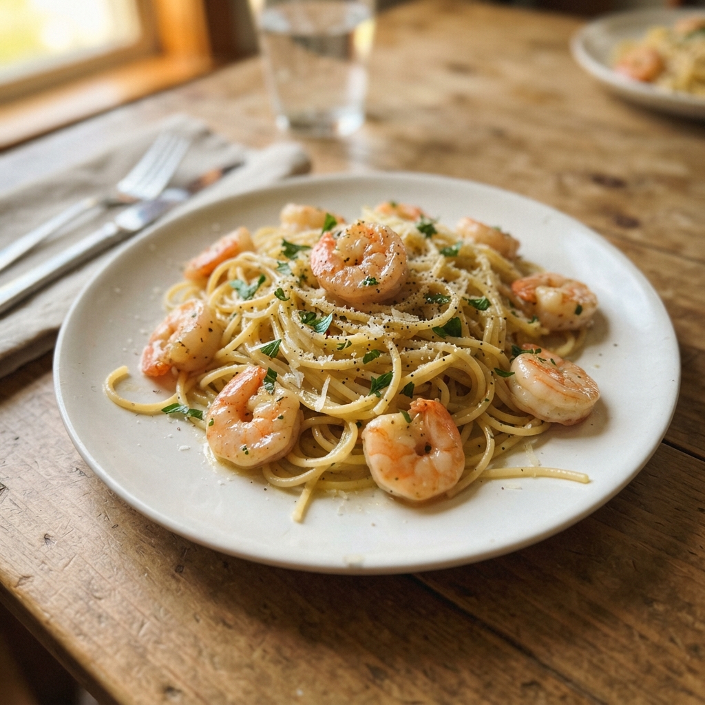 15-Minute Garlic Butter Shrimp and Pasta