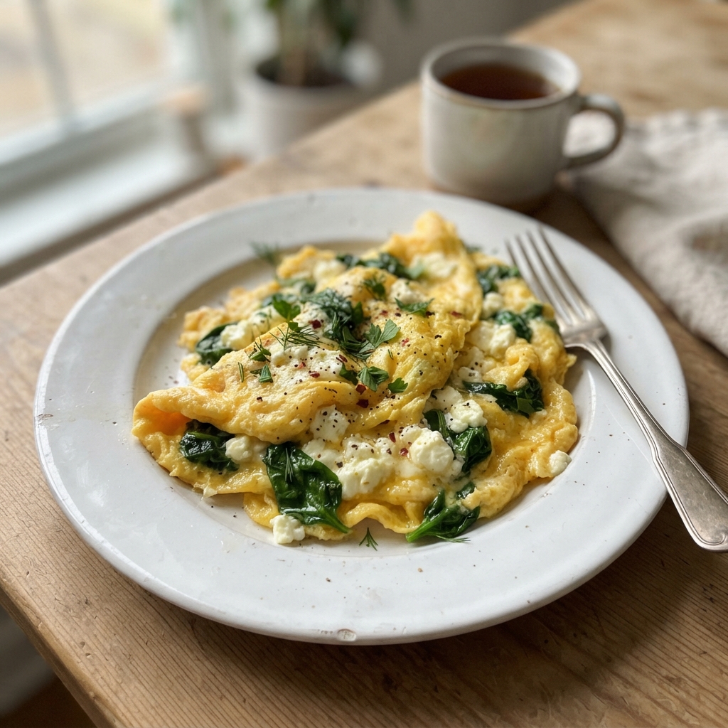 Quick Spinach and Feta Egg Scramble