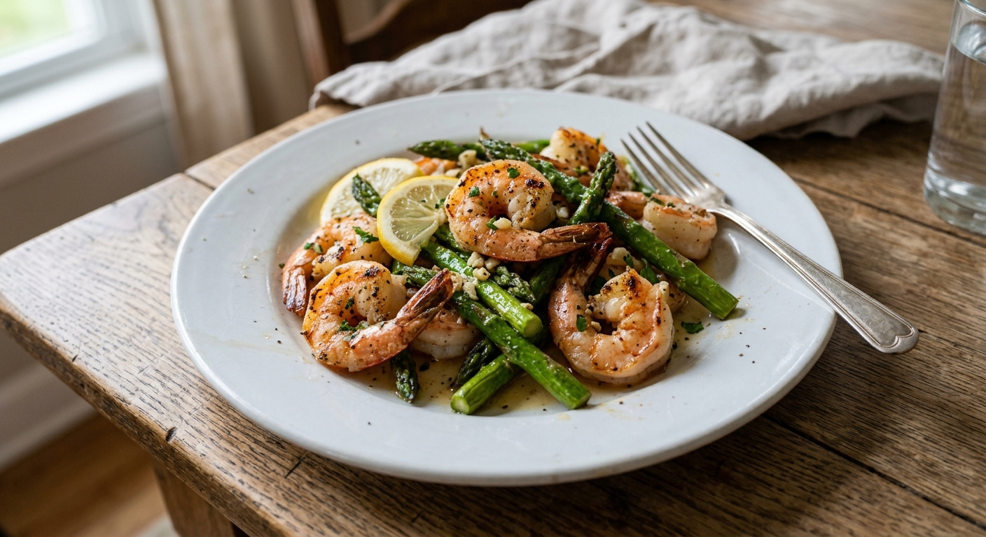 One-Pan Garlic Butter Shrimp and Asparagus