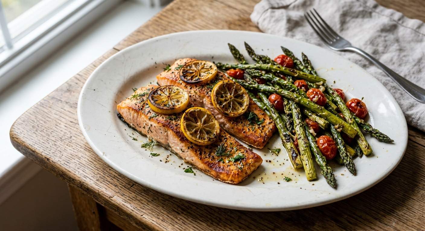 Lemon Herb Sheet Pan Salmon and Asparagus