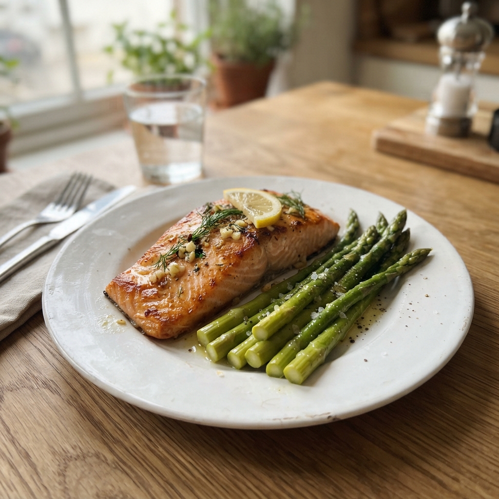 Lemon Garlic Butter Salmon and Asparagus