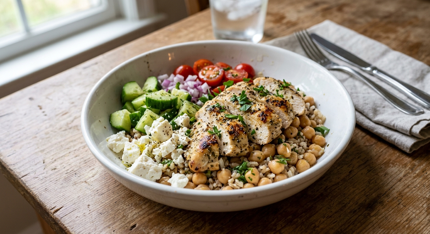 Lemon Herb Grilled Chicken and Chickpea Power Bowl