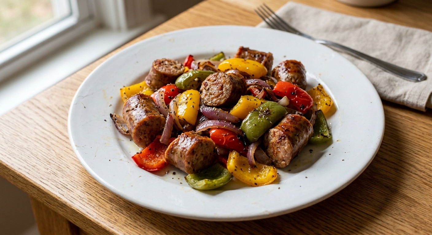 Sheet Pan Sausage and Rainbow Peppers