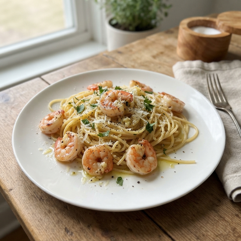 Zesty Lemon Garlic Shrimp Pasta