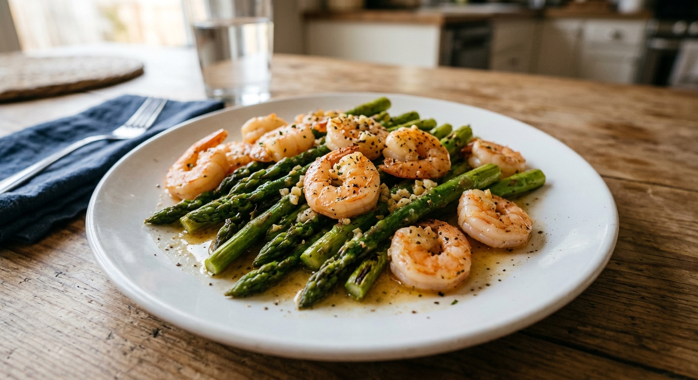 One-Pan Garlic Butter Shrimp and Asparagus