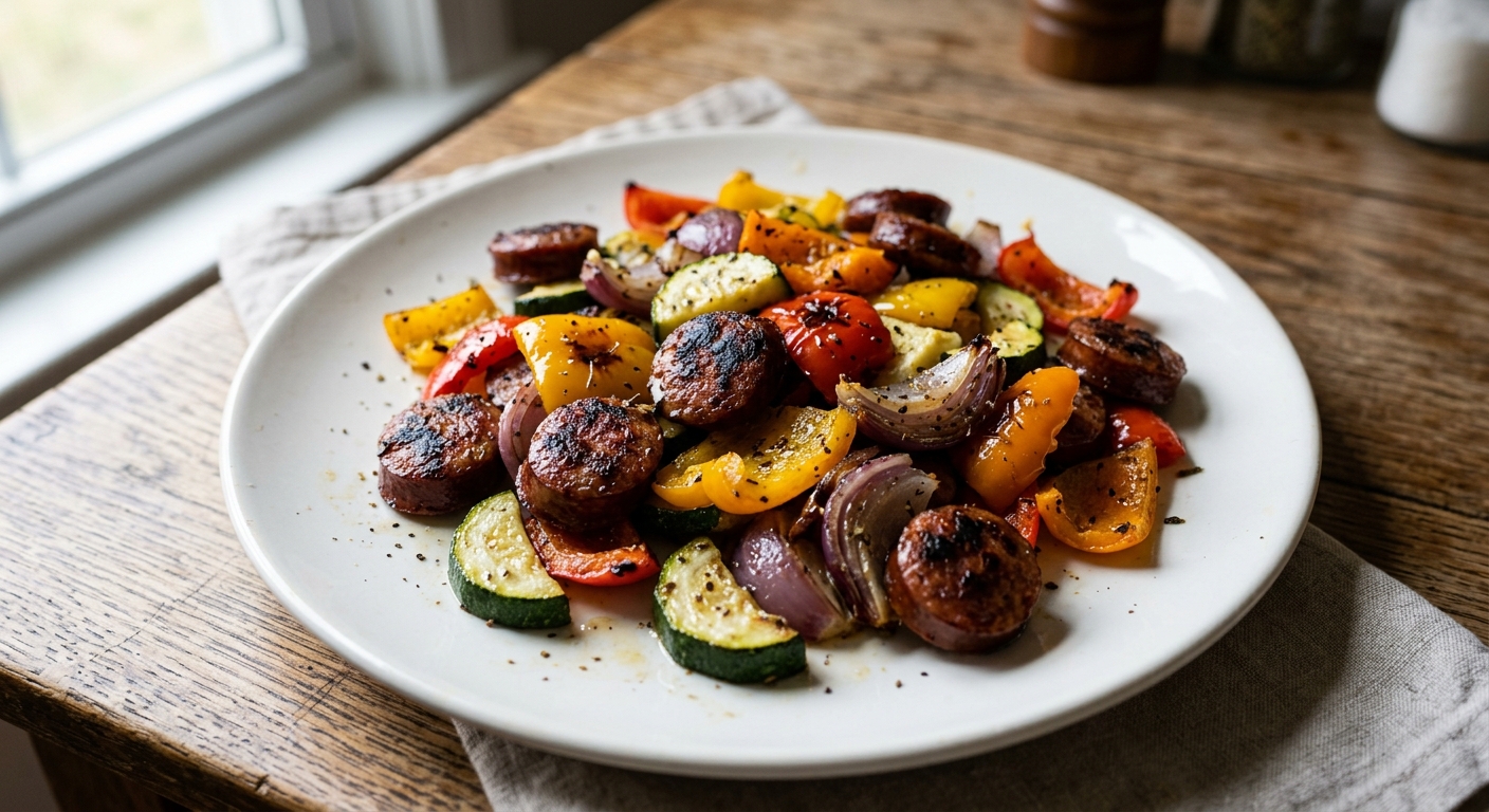 One-Pan Garlic Butter Sausage and Veggies