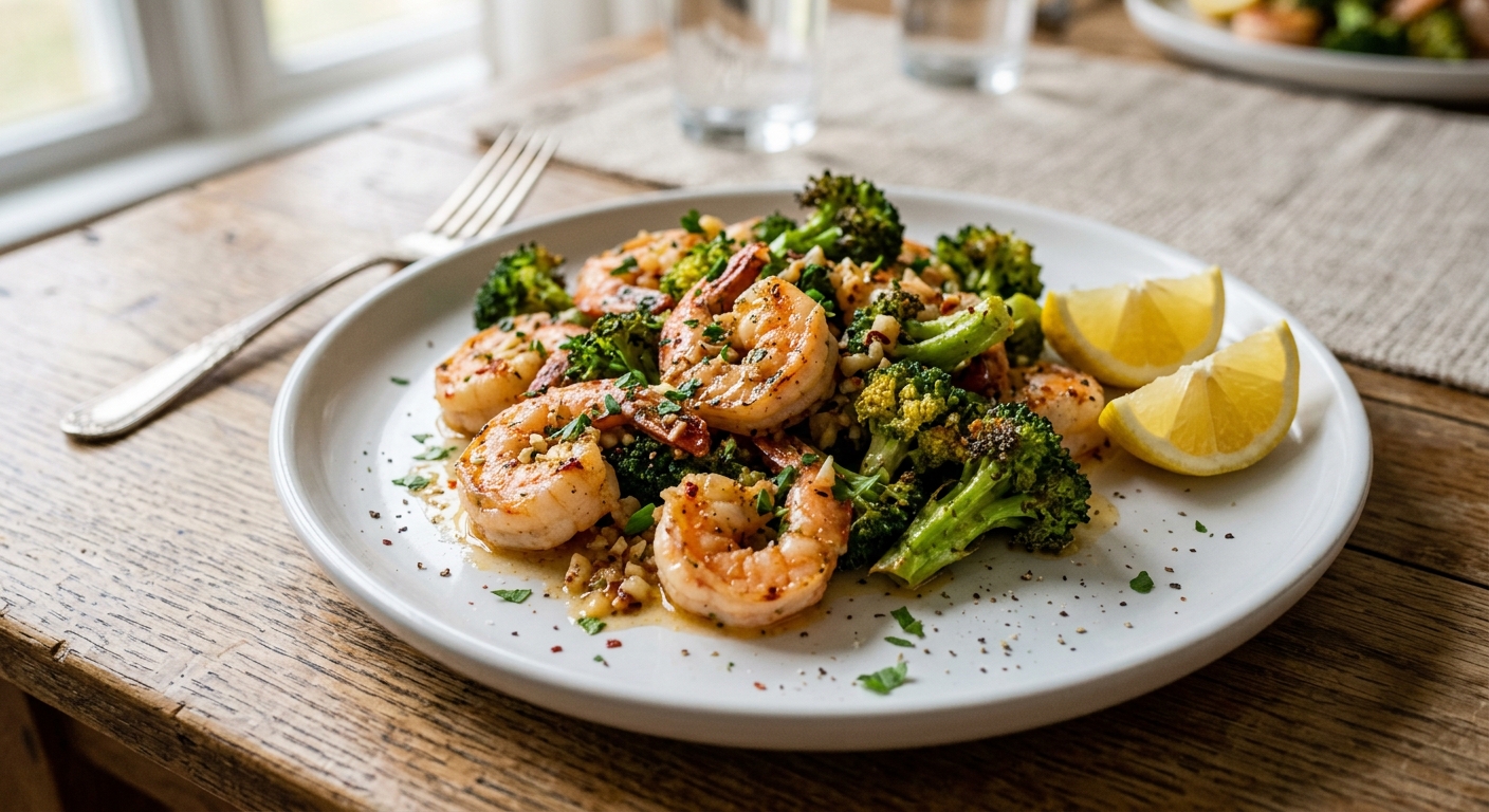 15-Minute Garlic Butter Shrimp and Broccoli Sheet Pan