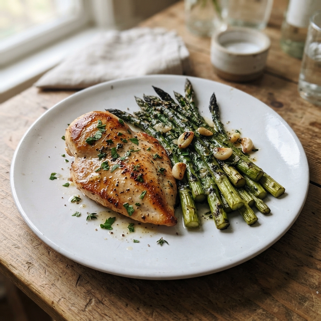 One-Pan Lemon Herb Garlic Chicken and Asparagus