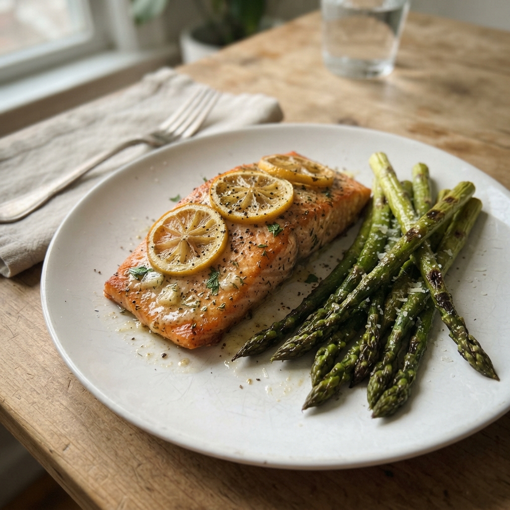 One-Pan Garlic Butter Salmon and Asparagus
