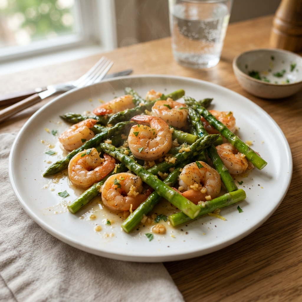 One-Pan Garlic Butter Shrimp and Asparagus