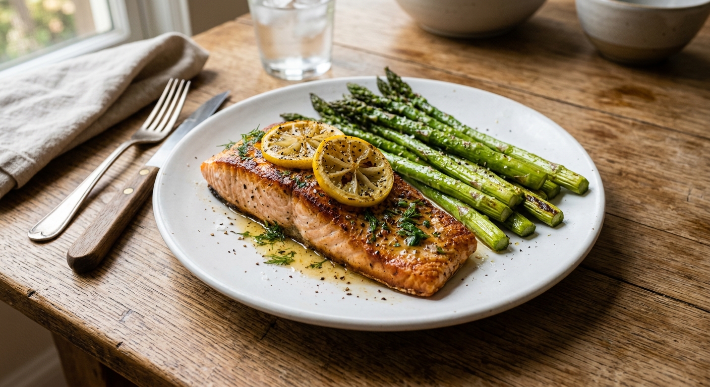 Pan-Seared Lemon Garlic Salmon and Asparagus