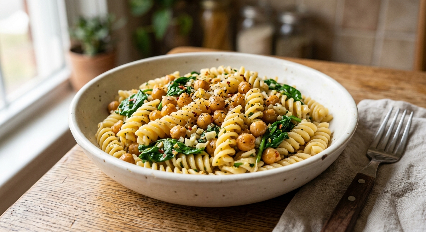 One-Pan Garlic Lemon Chickpea Pasta