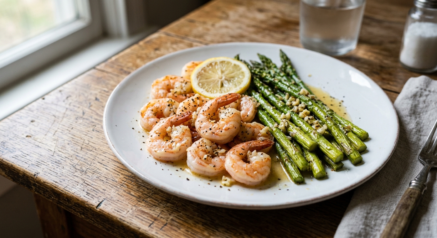 One-Pan Lemon Garlic Butter Shrimp and Asparagus