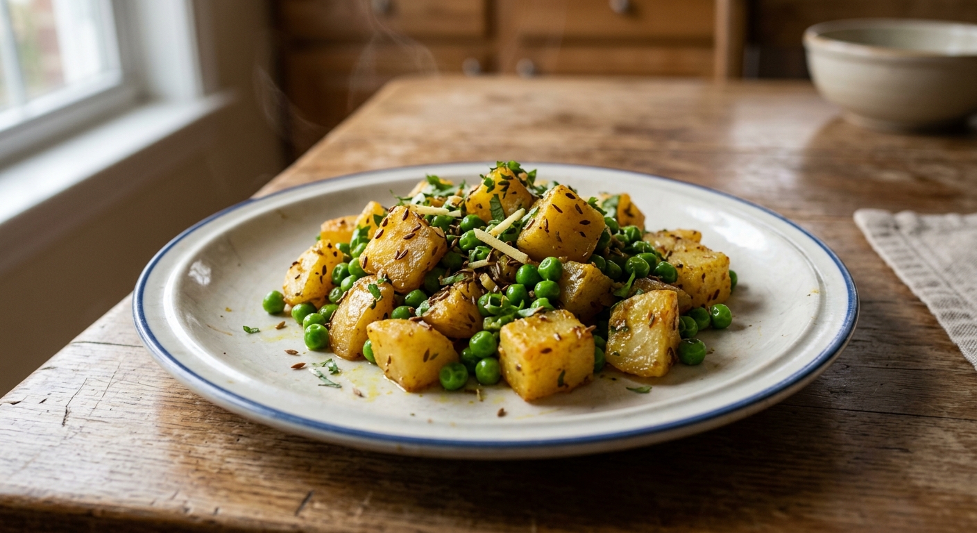 Quick One-Pot Jeera Aloo and Peas