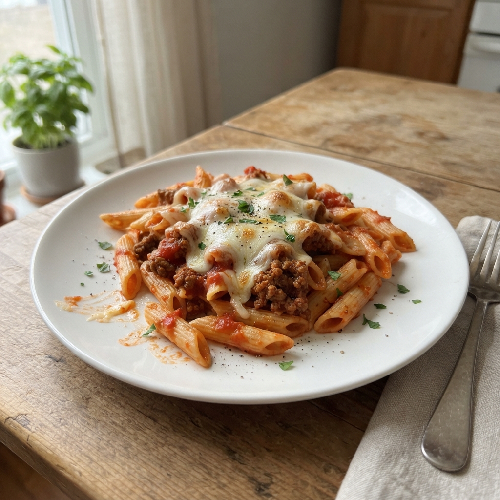 Quick Skillet Cheesy Beef Pasta