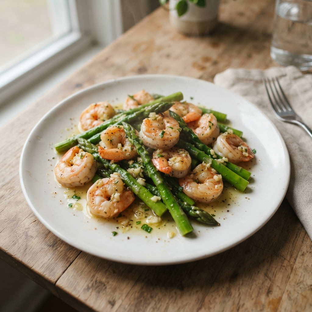 One-Pan Garlic Butter Shrimp and Asparagus