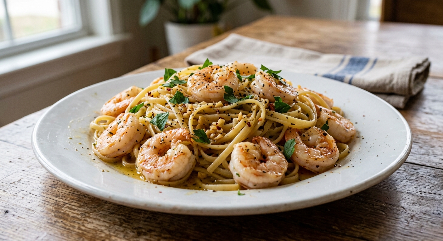 Lemon Garlic Shrimp Scampi Pasta