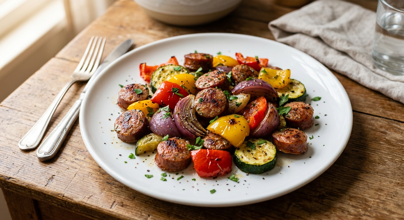 One-Pan Garlic Butter Sausage and Veggies