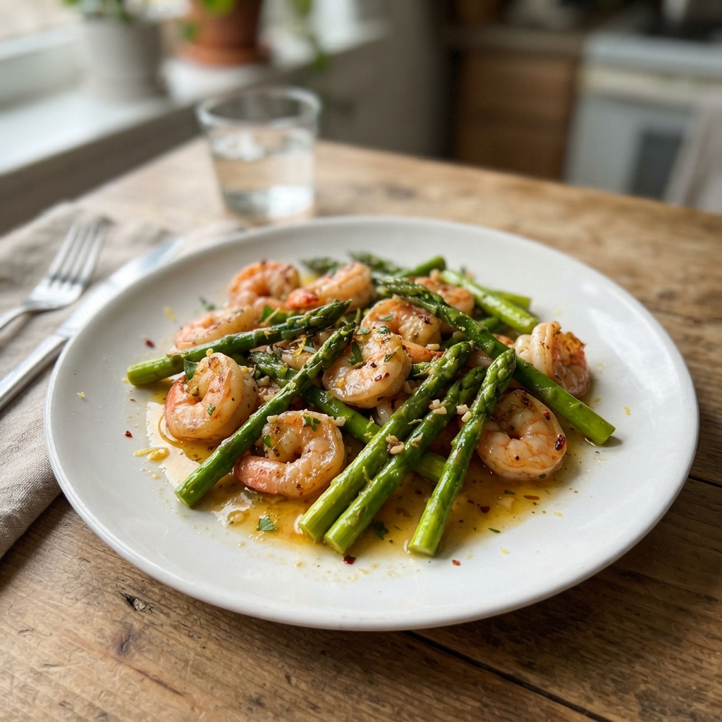One-Pan Garlic Butter Lemon Shrimp and Asparagus