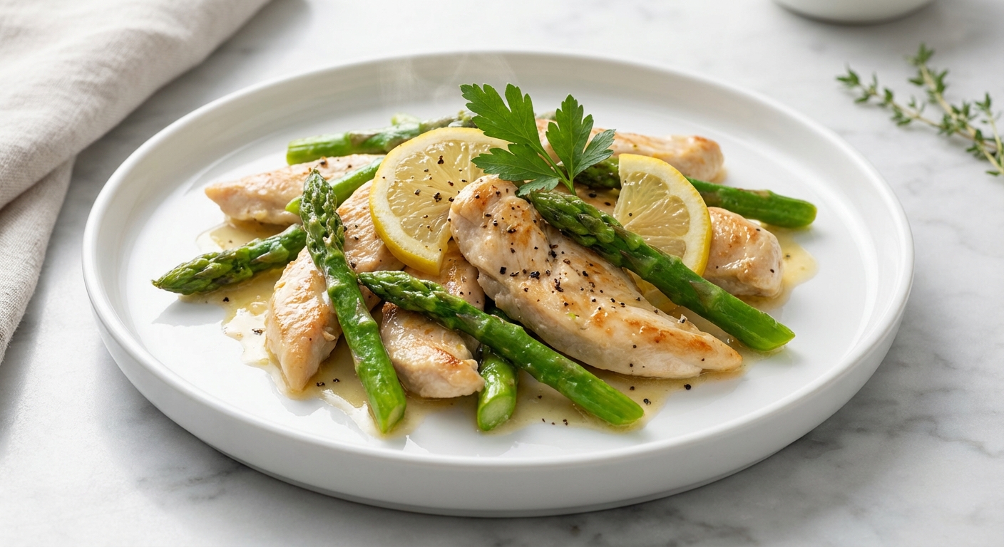 Zesty Lemon Garlic Chicken and Asparagus Sauté
