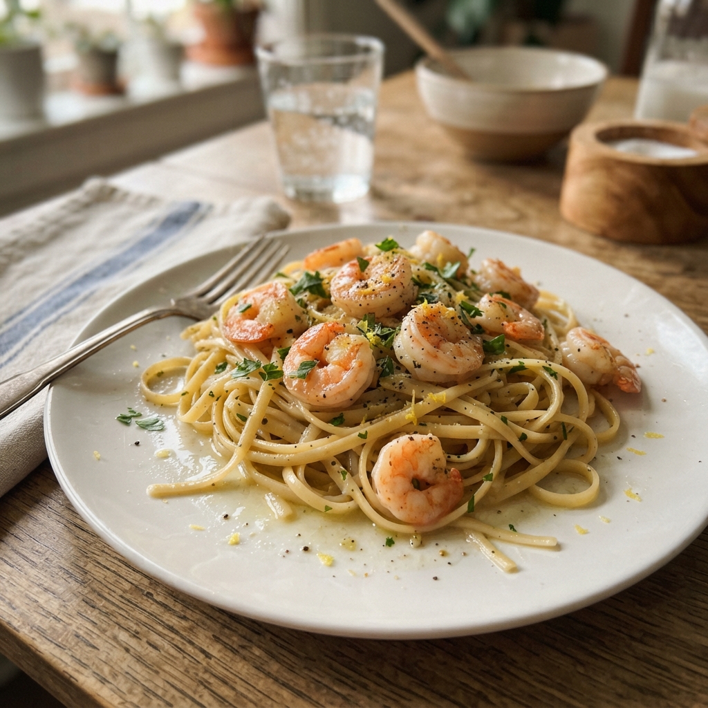 Lemon Garlic Butter Shrimp Pasta