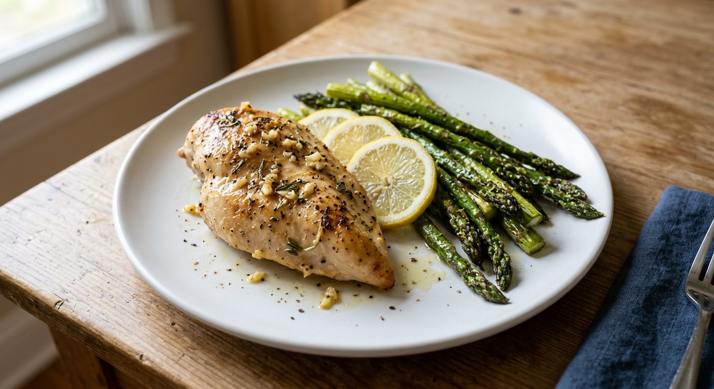 One-Pan Garlic Lemon Chicken and Asparagus