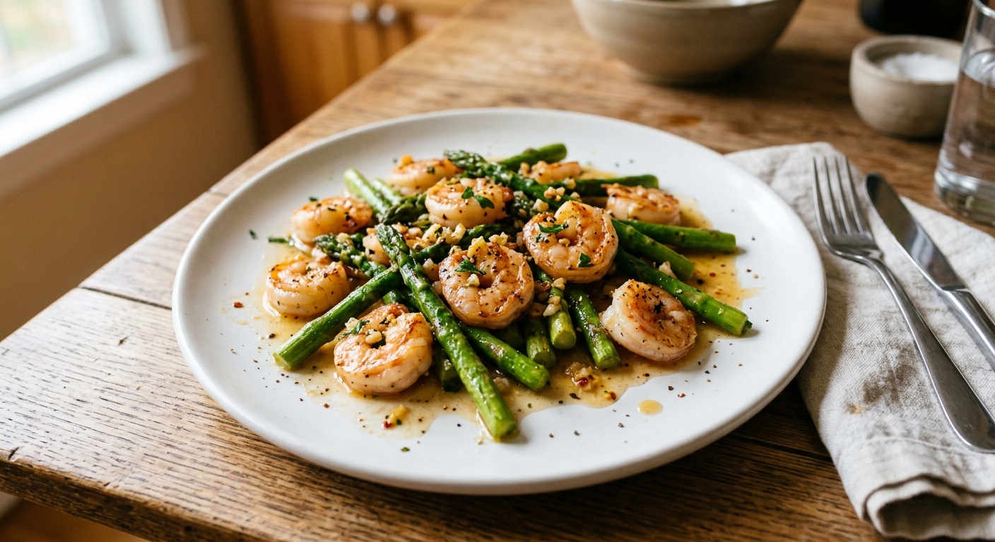 One-Pan Garlic Butter Shrimp and Asparagus