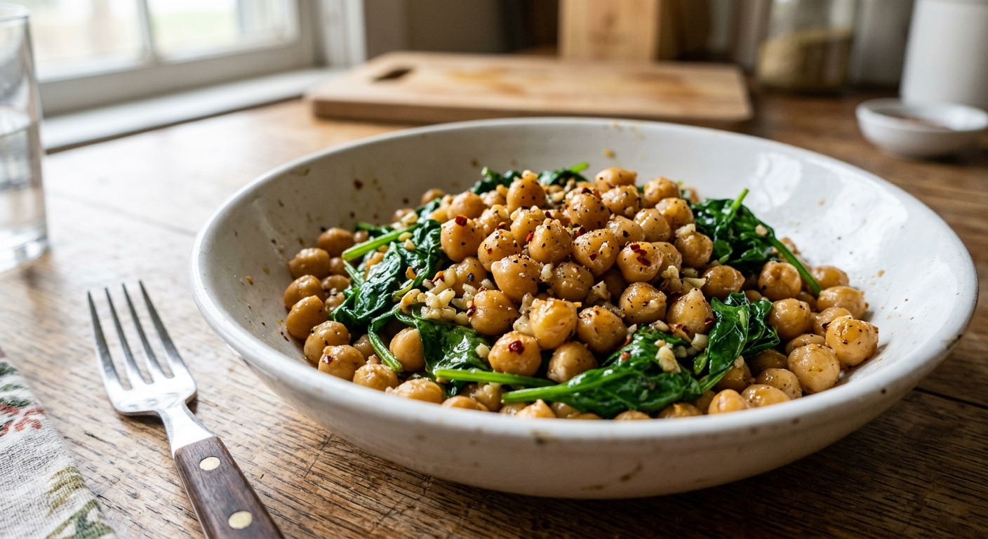 One-Pan Garlic and Spinach Chickpea Sauté