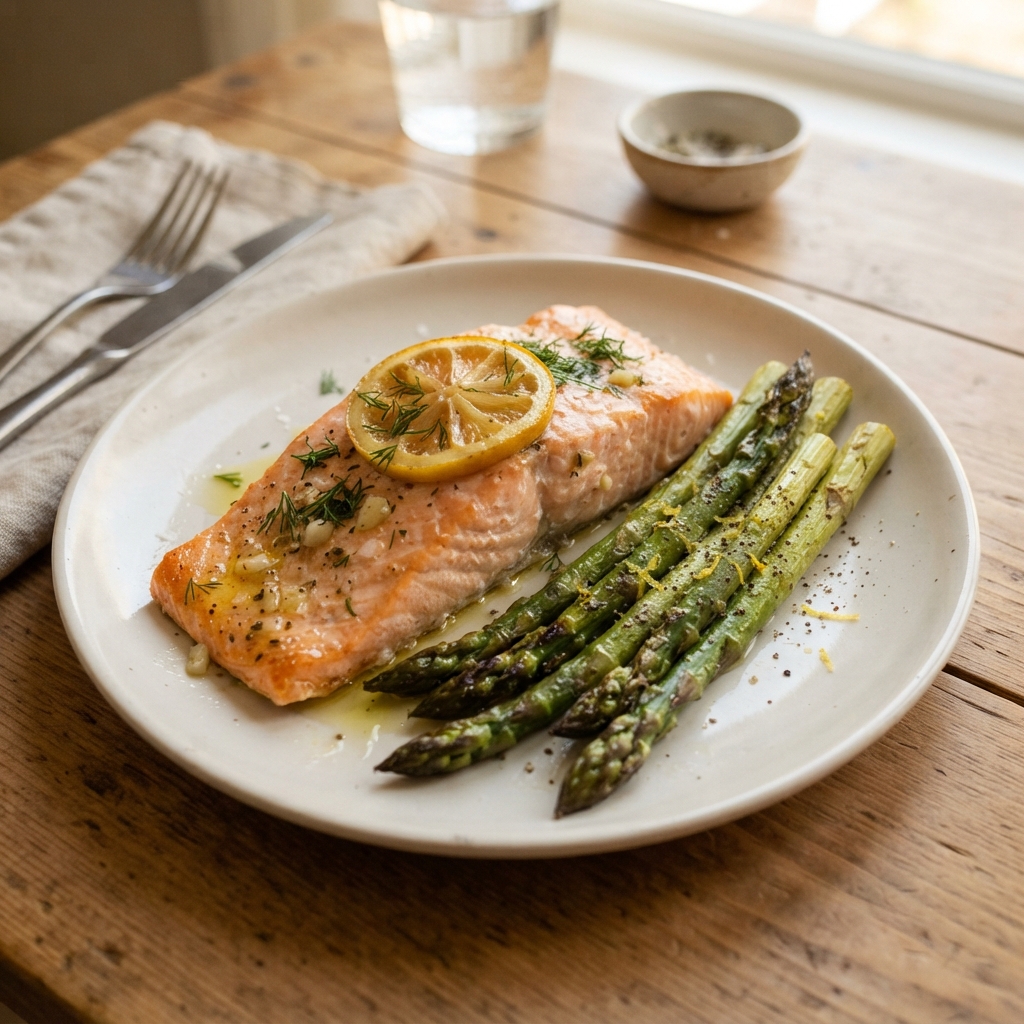 Lemon Herb Baked Salmon with Asparagus