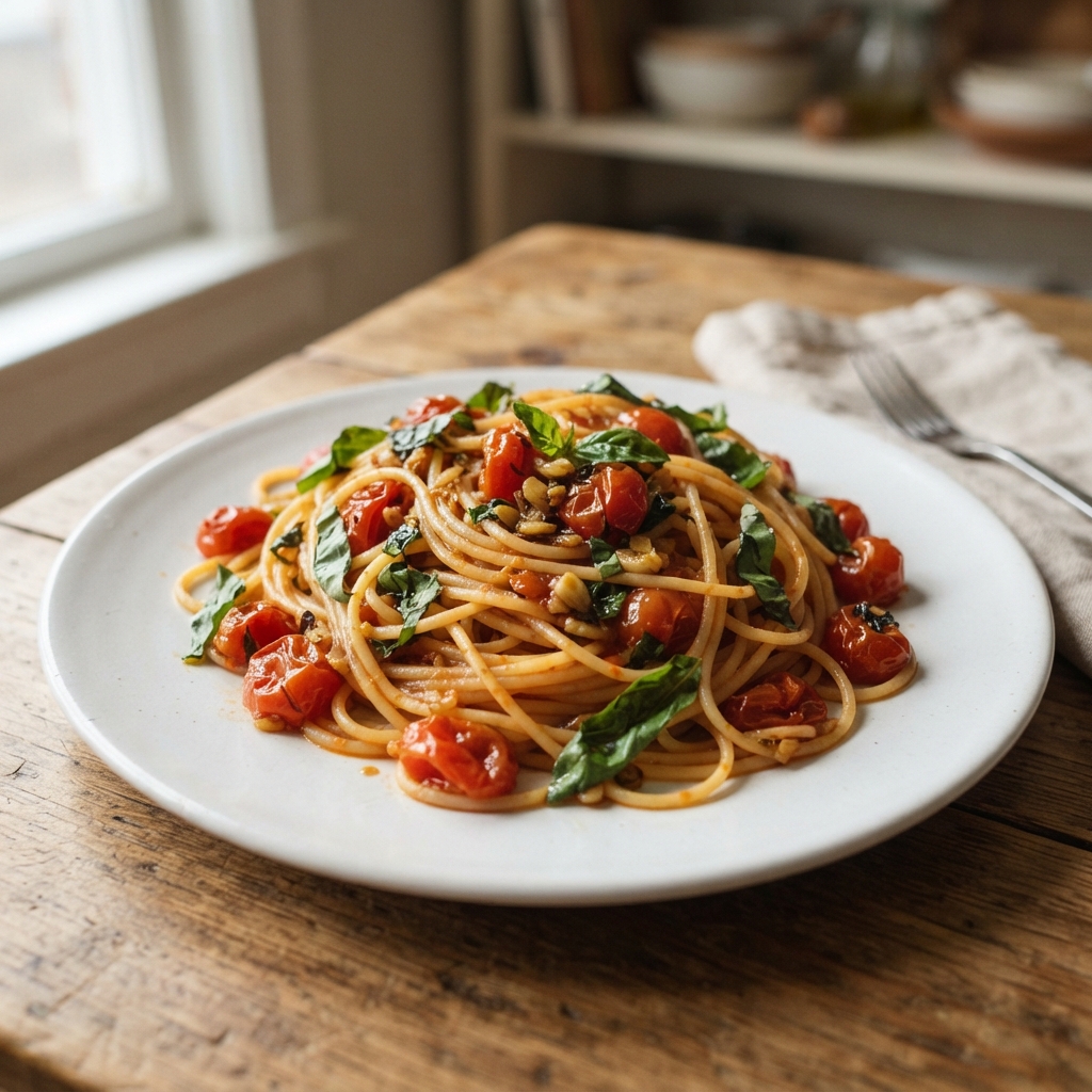 Quick One-Pot Tomato Basil Pasta