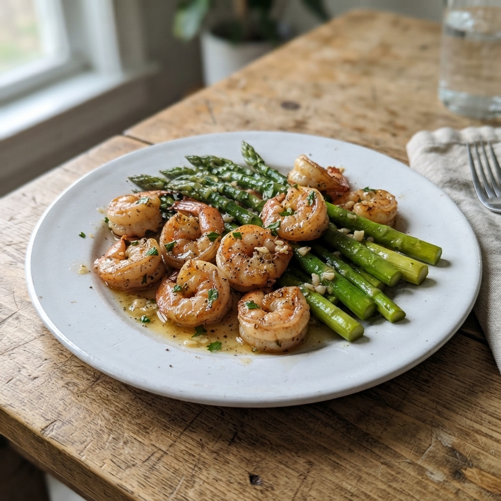 One-Pan Garlic Butter Shrimp and Asparagus