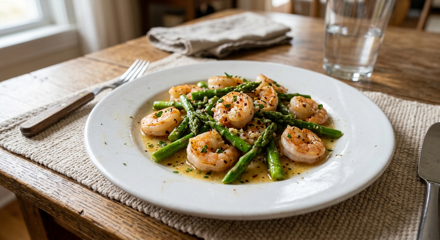 One-Pan Garlic Butter Shrimp and Asparagus