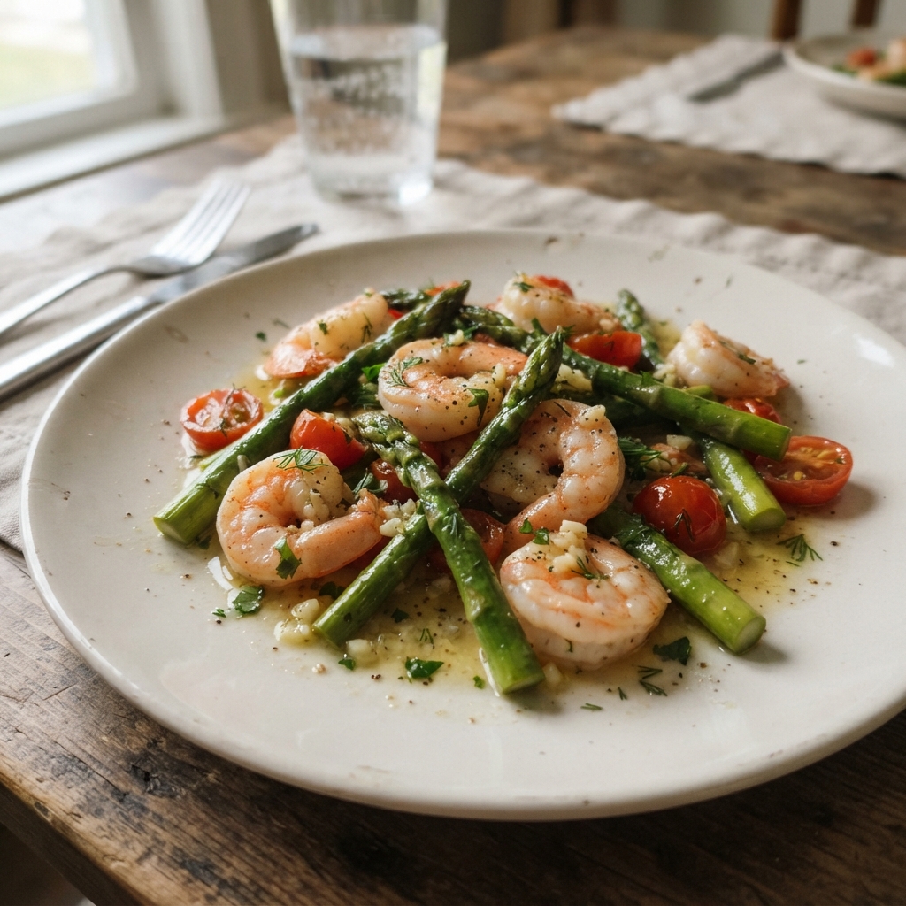 One-Pan Garlic Butter Shrimp and Asparagus