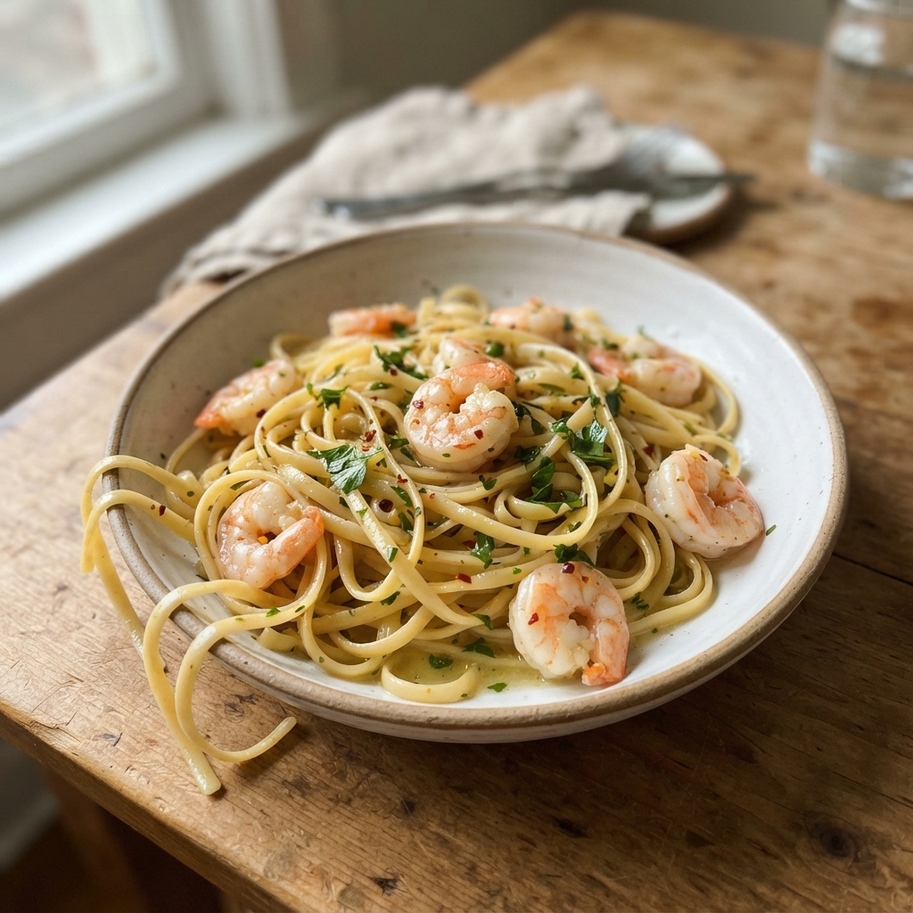 Speedy Garlic Butter Shrimp Pasta