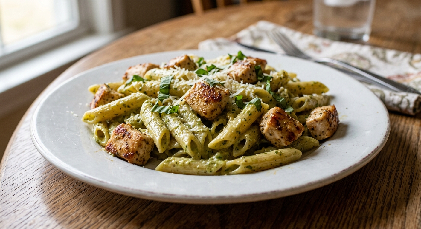 Creamy Pesto Chicken and Penne Skillet