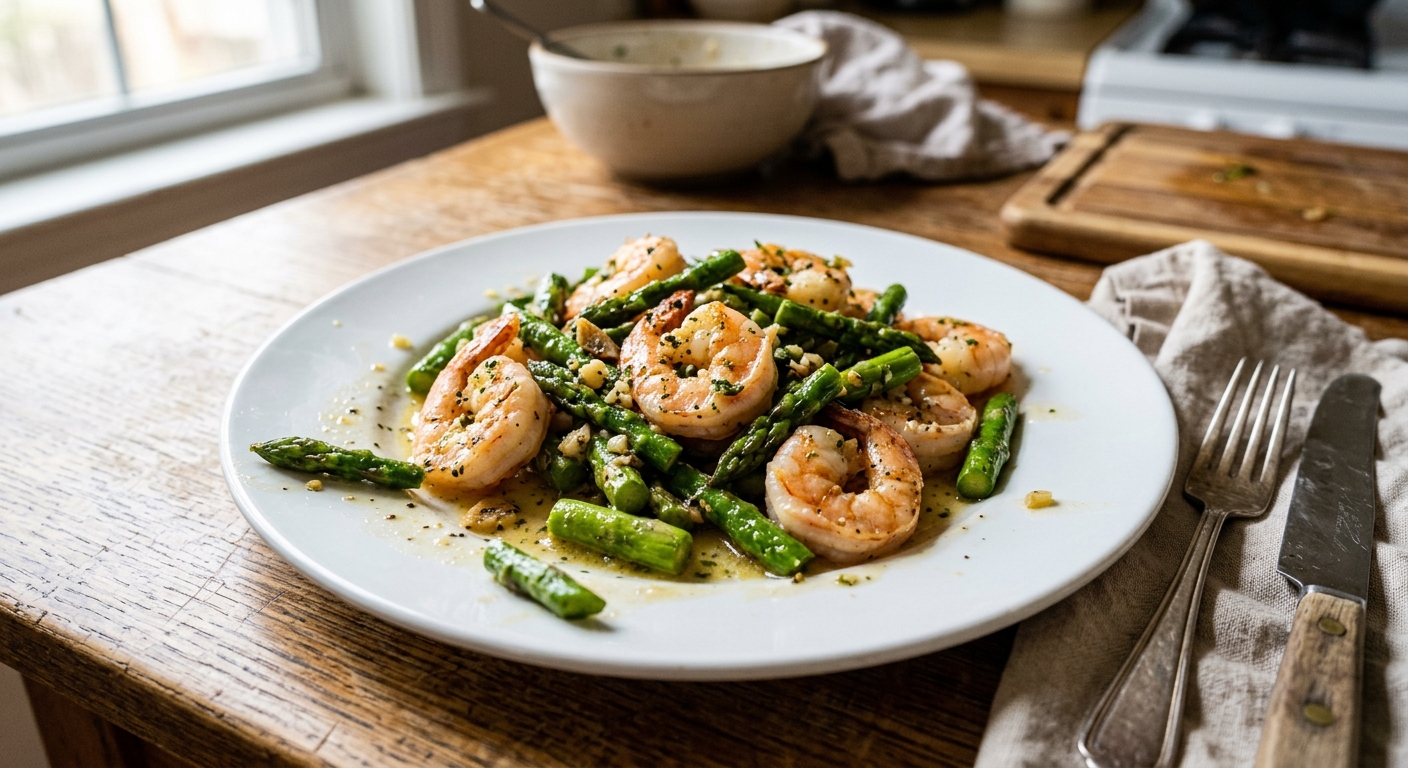 One-Pan Garlic Butter Shrimp and Asparagus