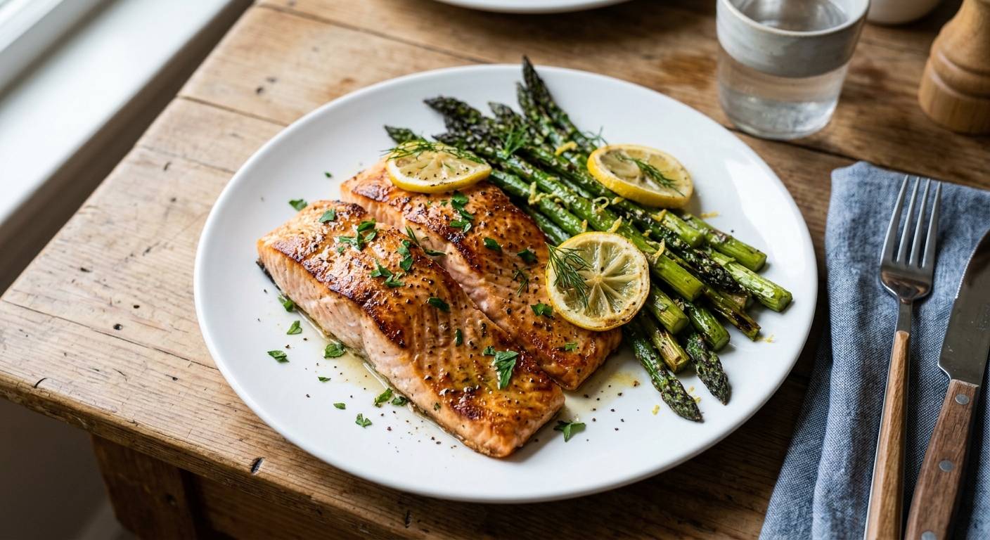 One-Pan Lemon Garlic Butter Salmon and Asparagus