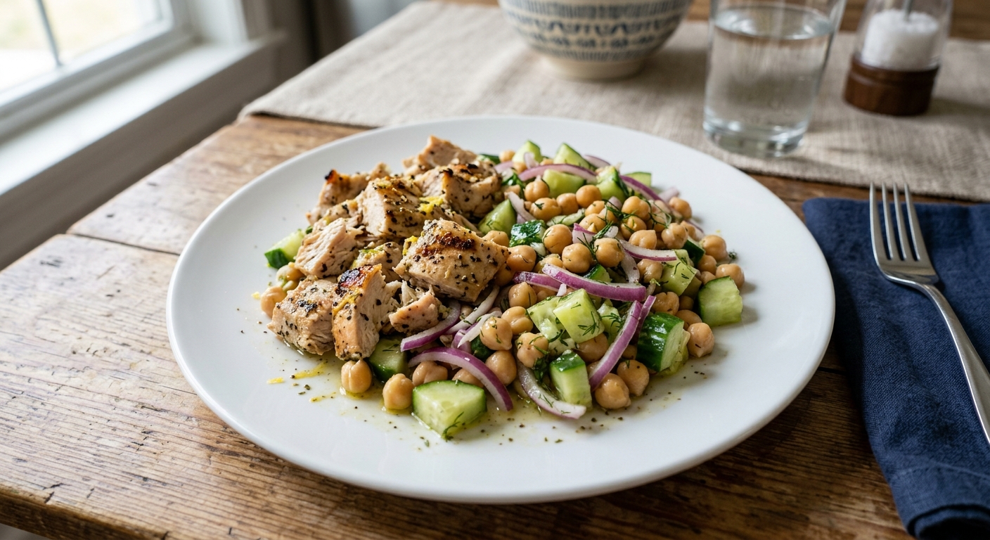 Lemon Herb Grilled Chicken and Chickpea Salad