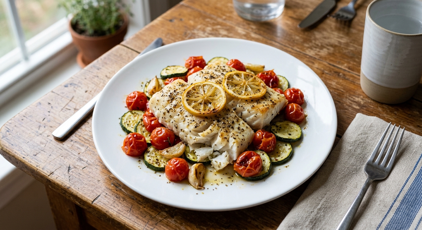 One-Pan Mediterranean Lemon Herb Cod