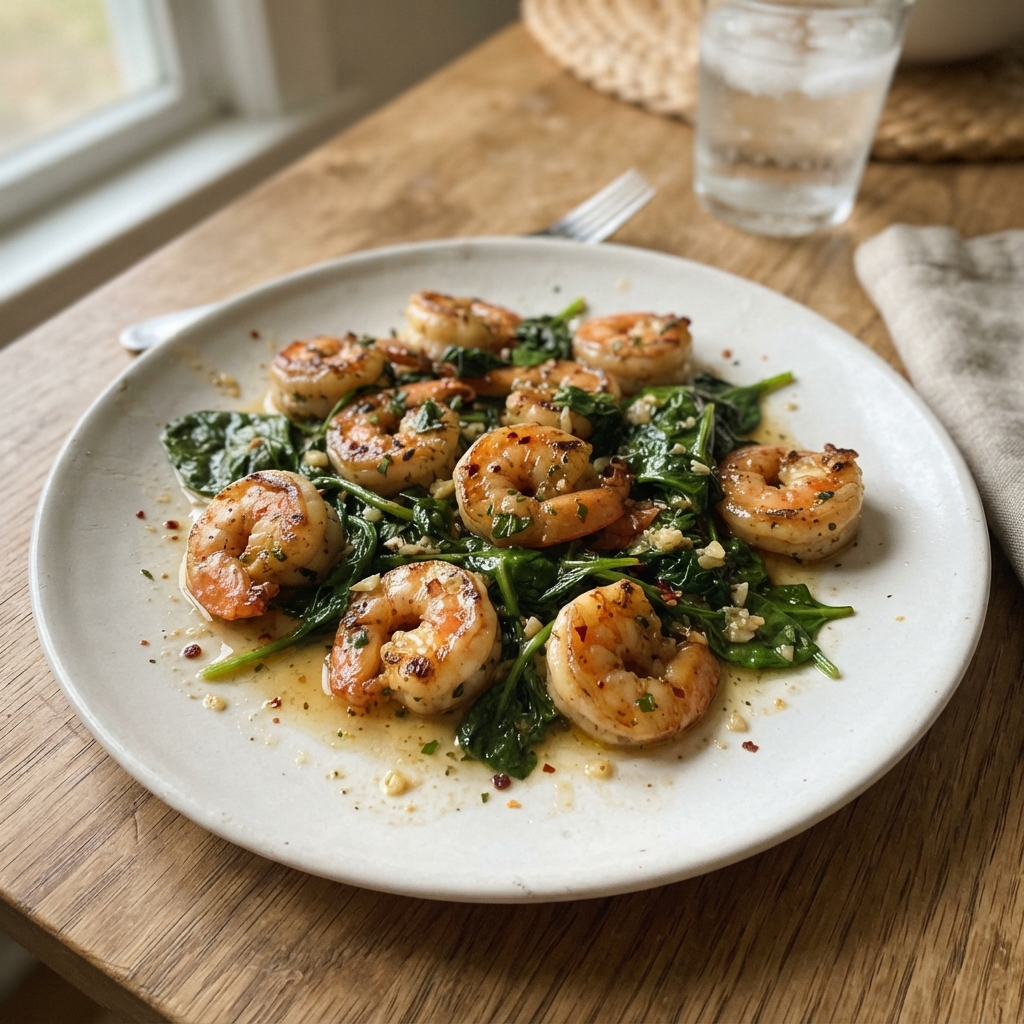 One-Pan Garlic Butter Shrimp and Spinach