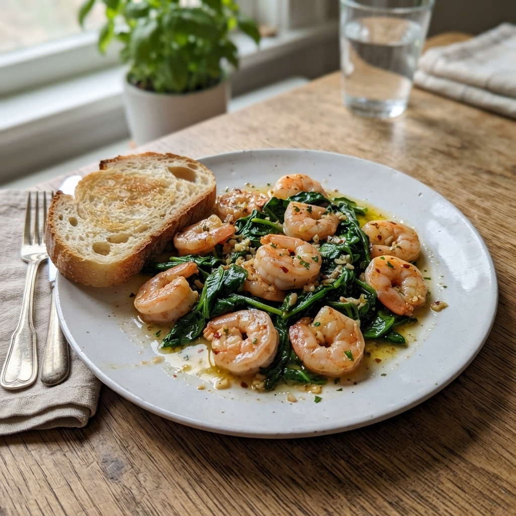 One-Pan Garlic Butter Shrimp and Spinach
