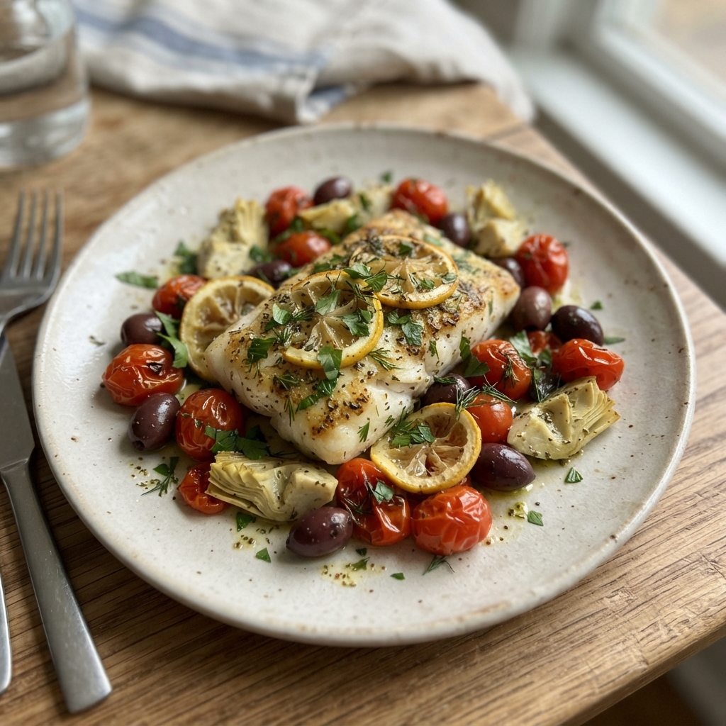 One-Pan Mediterranean Lemon Herb Cod
