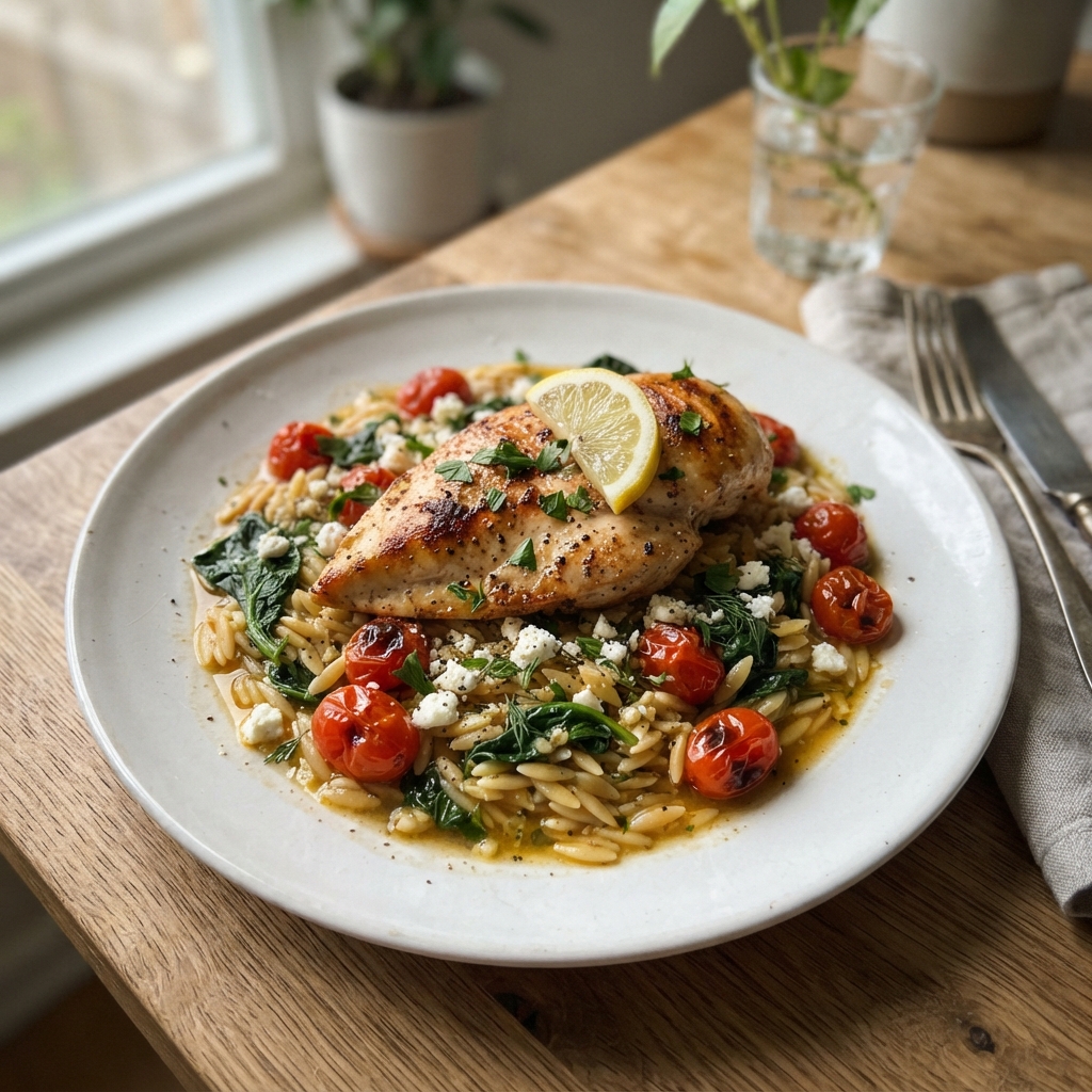 One-Pan Mediterranean Lemon Chicken and Orzo