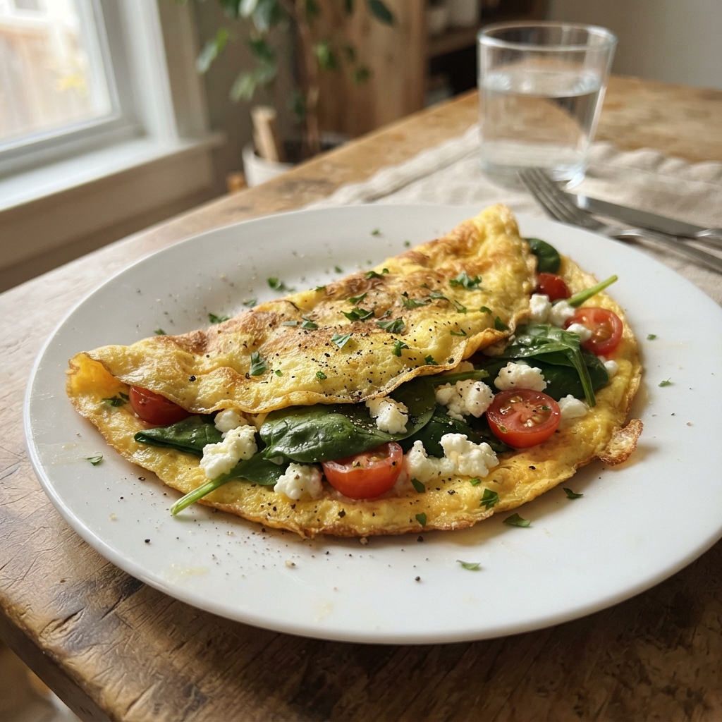 Quick Spinach and Feta Omelet