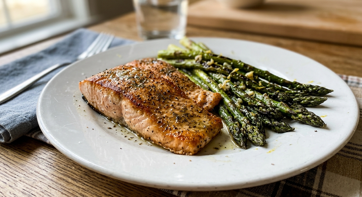 Quick Pan-Seared Lemon Herb Salmon and Asparagus