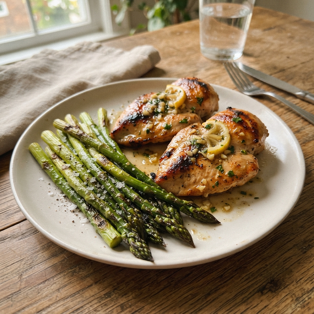 Garlic Butter Lemon Chicken and Asparagus