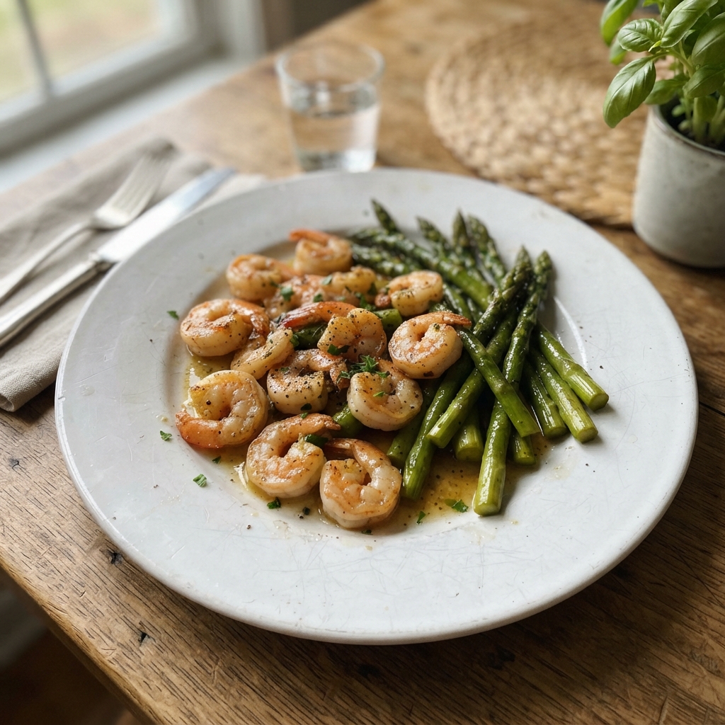 One-Pan Garlic Butter Shrimp and Asparagus