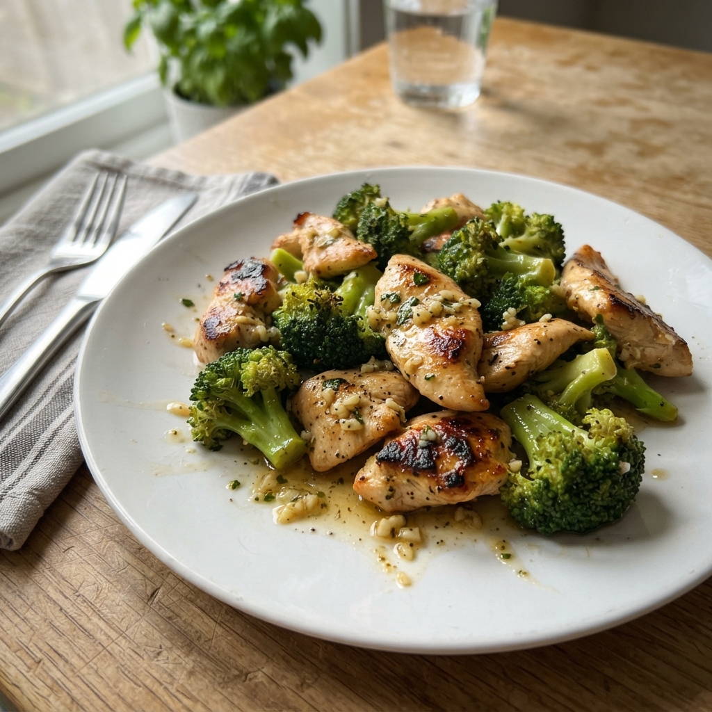 One-Pan Garlic Butter Chicken and Broccoli