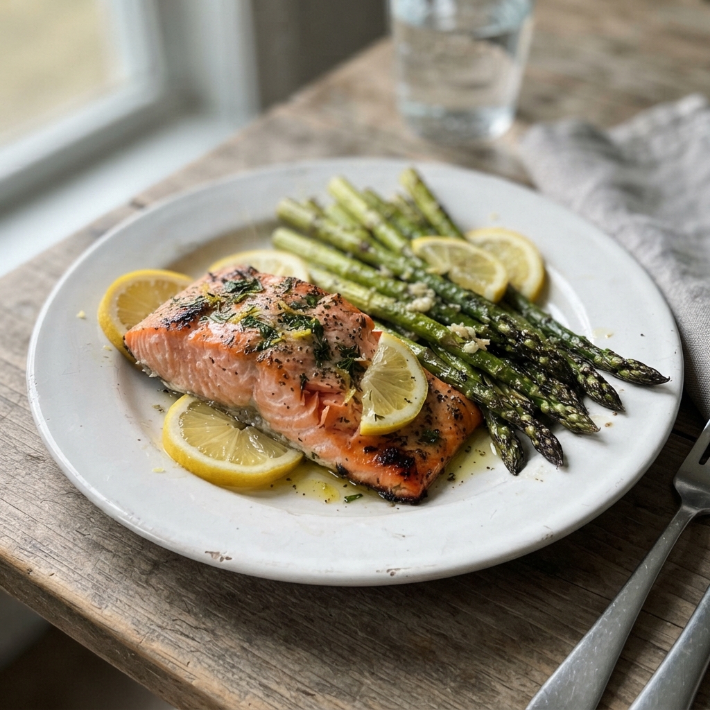 Lemon Herb Baked Salmon with Asparagus