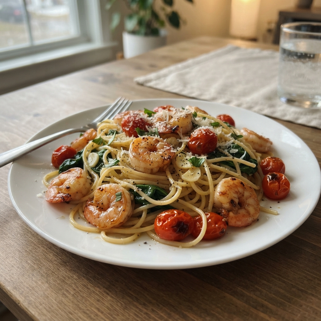 One-Pan Lemon Garlic Shrimp Pasta